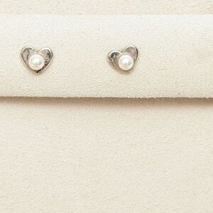 MAJORICA Pearl Rhodium Silver Earrings Heart 3mm PURE LOVE Collection